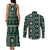 Fiji Masi Tapa Pattern Green Couples Matching Tank Maxi Dress and Long Sleeve Button Shirt - Polynesian Pride