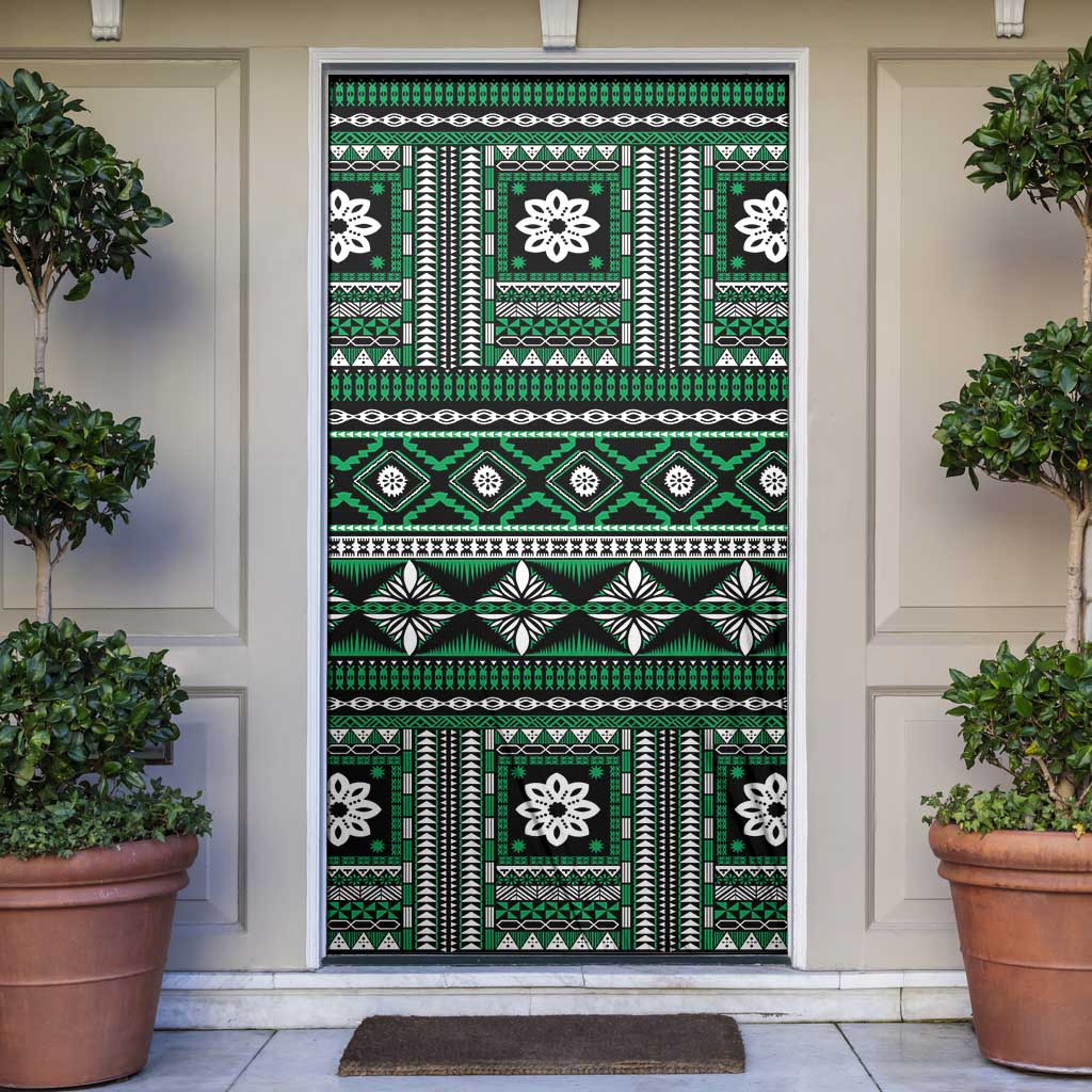 Fiji Masi Tapa Pattern Green Door Cover - Polynesian Pride