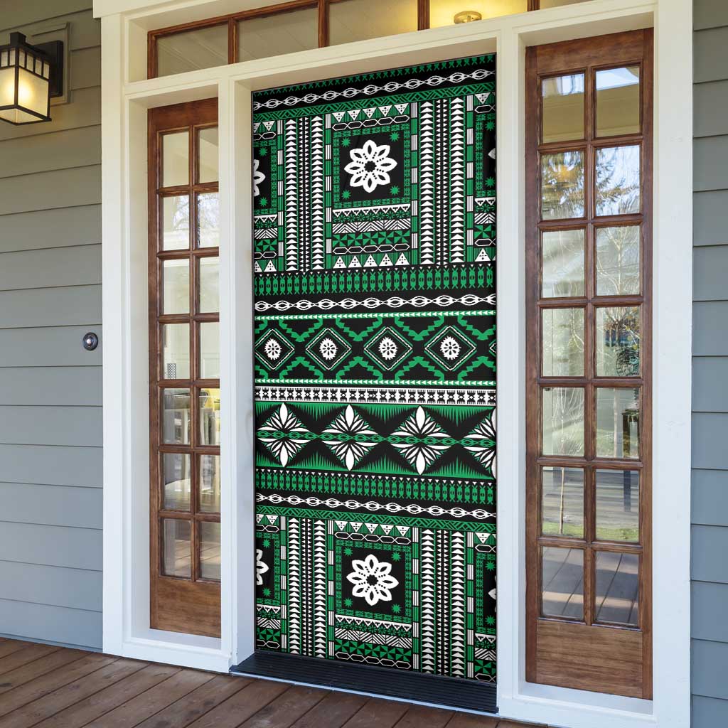 Fiji Masi Tapa Pattern Green Door Cover - Polynesian Pride