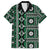 Fiji Masi Tapa Pattern Green Family Matching Off The Shoulder Long Sleeve Dress and Hawaiian Shirt - Polynesian Pride