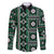 Fiji Masi Tapa Pattern Green Family Matching Off Shoulder Short Dress and Hawaiian Shirt - Polynesian Pride