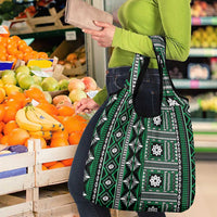 Fiji Masi Tapa Pattern Green Grocery Bag - Polynesian Pride