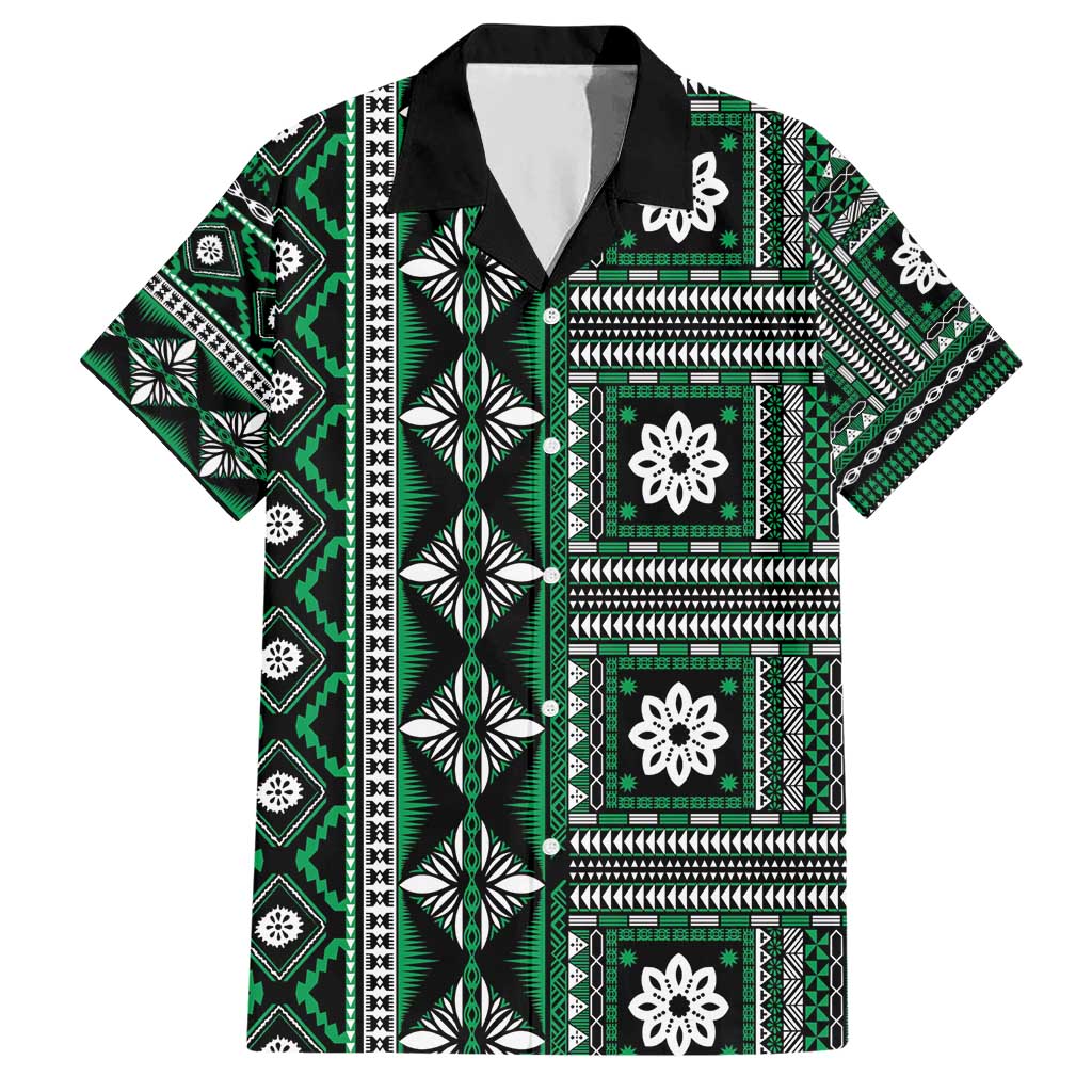 Fiji Masi Tapa Pattern Green Hawaiian Shirt - Polynesian Pride