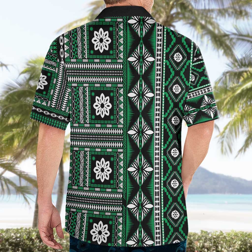Fiji Masi Tapa Pattern Green Hawaiian Shirt - Polynesian Pride
