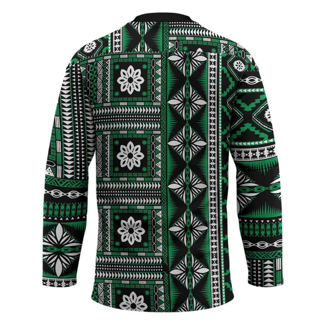 Fiji Masi Tapa Pattern Green Hockey Jersey - Polynesian Pride