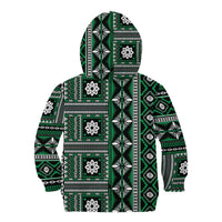 Fiji Masi Tapa Pattern Green Kid Hoodie - Polynesian Pride