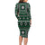Fiji Masi Tapa Pattern Green Long Sleeve Bodycon Dress - Polynesian Pride