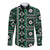 Fiji Masi Tapa Pattern Green Long Sleeve Button Shirt - Polynesian Pride