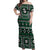 Fiji Masi Tapa Pattern Green Off Shoulder Maxi Dress - Polynesian Pride