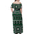 Fiji Masi Tapa Pattern Green Off Shoulder Maxi Dress - Polynesian Pride