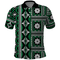 Fiji Masi Tapa Pattern Green Polo Shirt - Polynesian Pride