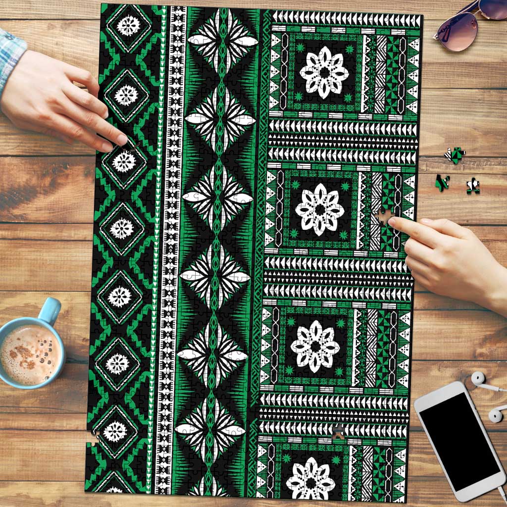 Fiji Masi Tapa Pattern Green Puzzle - Polynesian Pride