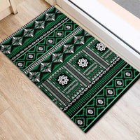 Fiji Masi Tapa Pattern Green Rubber Doormat - Polynesian Pride