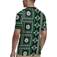 Fiji Masi Tapa Pattern Green Rugby Jersey - Polynesian Pride