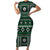 Fiji Masi Tapa Pattern Green Short Sleeve Bodycon Dress - Polynesian Pride