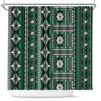 Fiji Masi Tapa Pattern Green Shower Curtain - Polynesian Pride