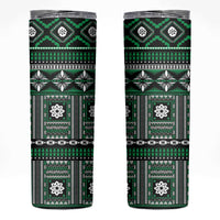 Fiji Masi Tapa Pattern Green Skinny Tumbler - Polynesian Pride