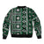 Fiji Masi Tapa Pattern Green Sleeve Zip Bomber Jacket - Polynesian Pride