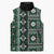 Fiji Masi Tapa Pattern Green Sleeveless Puffer Jacket - Polynesian Pride