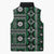 Fiji Masi Tapa Pattern Green Sleeveless Puffer Jacket - Polynesian Pride