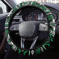 Fiji Masi Tapa Pattern Green Steering Wheel Cover - Polynesian Pride