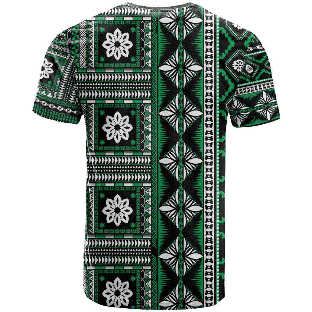 Fiji Masi Tapa Pattern Green T Shirt - Polynesian Pride