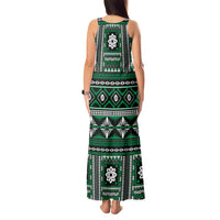 Fiji Masi Tapa Pattern Green Tank Maxi Dress - Polynesian Pride
