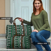 Fiji Masi Tapa Pattern Green Travel Bag - Polynesian Pride