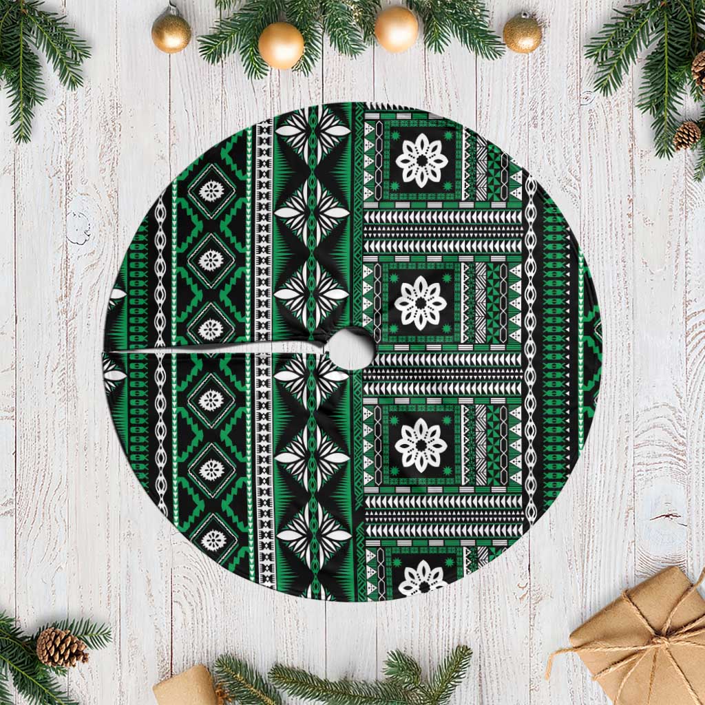 Fiji Masi Tapa Pattern Green Tree Skirt - Polynesian Pride