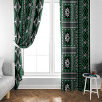 Fiji Masi Tapa Pattern Green Window Curtain - Polynesian Pride