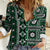 Fiji Masi Tapa Pattern Green Women Casual Shirt - Polynesian Pride