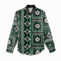 Fiji Masi Tapa Pattern Green Women Casual Shirt - Polynesian Pride