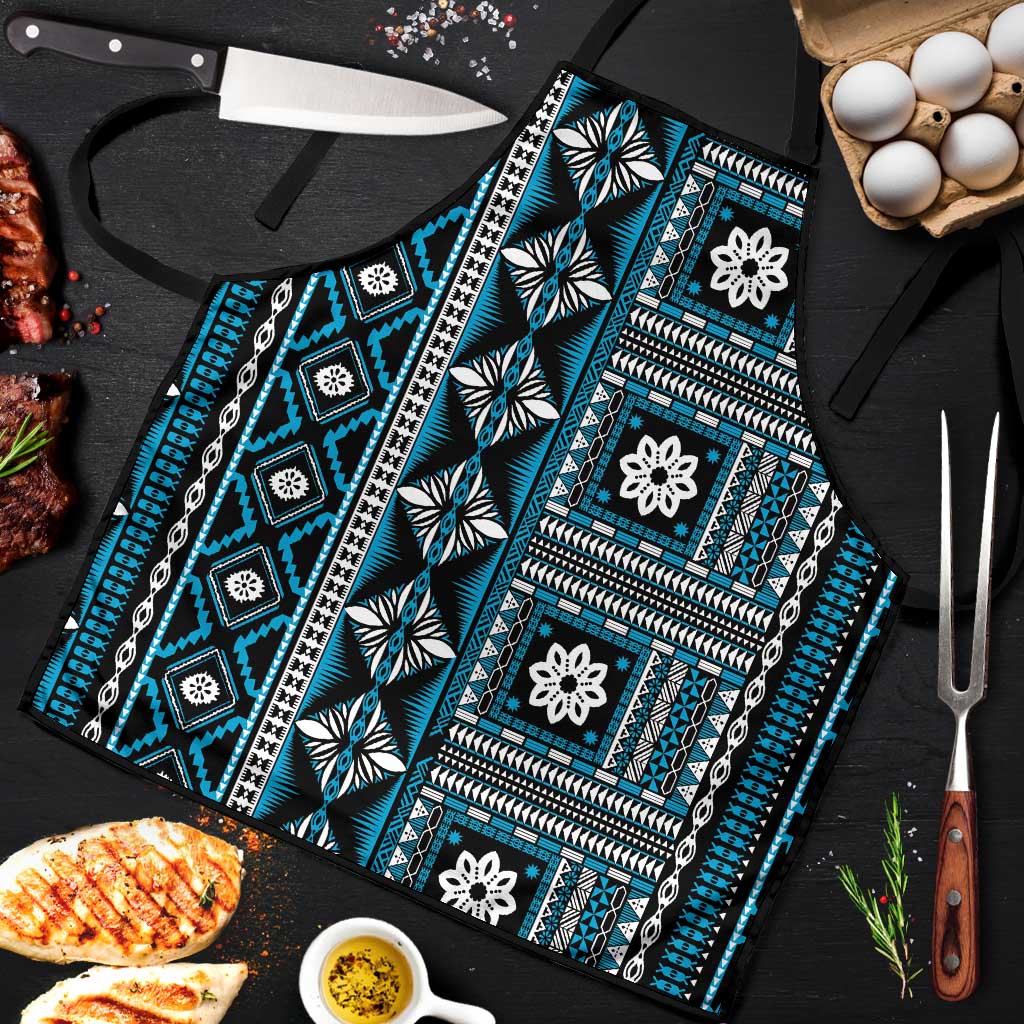 Fiji Masi Tapa Pattern Blue Apron - Polynesian Pride