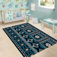 Fiji Masi Tapa Pattern Blue Area Rug - Polynesian Pride