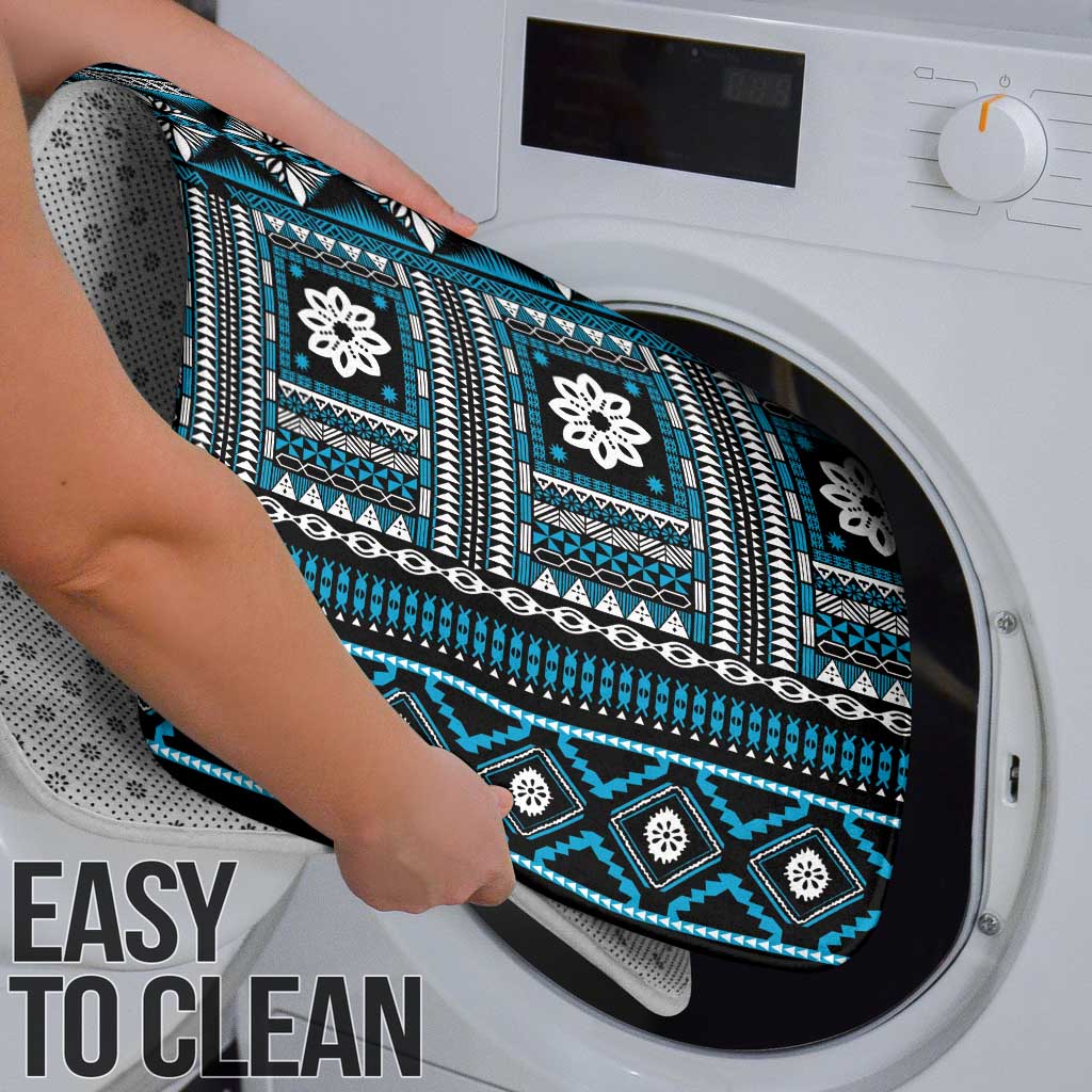 Fiji Masi Tapa Pattern Blue Bathroom Set - Polynesian Pride