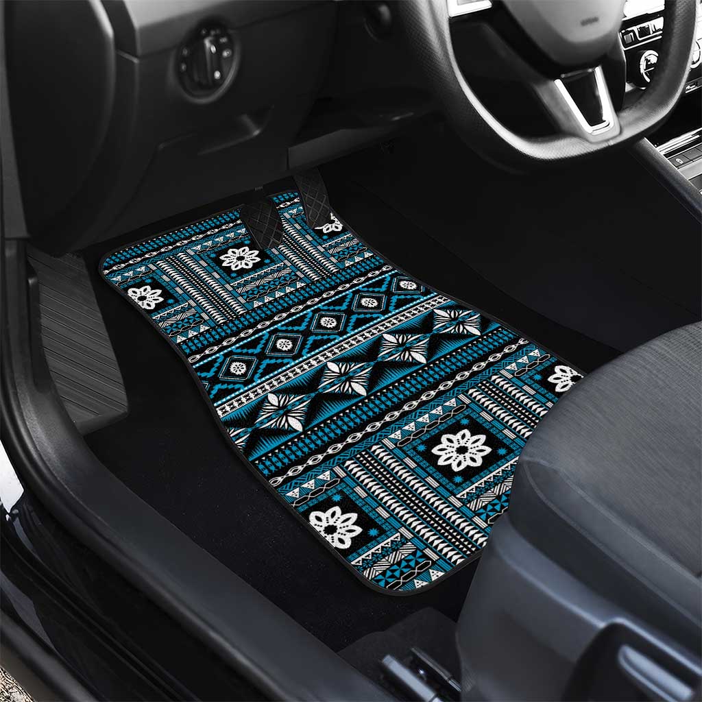 Fiji Masi Tapa Pattern Blue Car Mats - Polynesian Pride