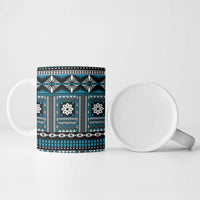 Fiji Masi Tapa Pattern Blue Ceramic Mug - Polynesian Pride