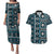 Fiji Masi Tapa Pattern Blue Couples Matching Puletasi and Hawaiian Shirt - Polynesian Pride