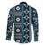 Fiji Masi Tapa Pattern Blue Family Matching Long Sleeve Bodycon Dress and Hawaiian Shirt - Polynesian Pride