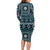Fiji Masi Tapa Pattern Blue Family Matching Long Sleeve Bodycon Dress and Hawaiian Shirt - Polynesian Pride