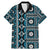 Fiji Masi Tapa Pattern Blue Family Matching Mermaid Dress and Hawaiian Shirt - Polynesian Pride