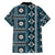 Fiji Masi Tapa Pattern Blue Family Matching Off The Shoulder Long Sleeve Dress and Hawaiian Shirt - Polynesian Pride