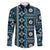 Fiji Masi Tapa Pattern Blue Family Matching Off The Shoulder Long Sleeve Dress and Hawaiian Shirt - Polynesian Pride