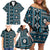 Fiji Masi Tapa Pattern Blue Family Matching Off Shoulder Short Dress and Hawaiian Shirt - Polynesian Pride