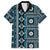 Fiji Masi Tapa Pattern Blue Family Matching Short Sleeve Bodycon Dress and Hawaiian Shirt - Polynesian Pride
