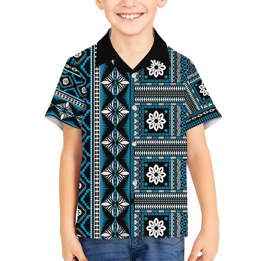 Fiji Masi Tapa Pattern Blue Hawaiian Shirt - Polynesian Pride