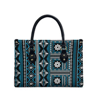 Fiji Masi Tapa Pattern Blue Leather Bag - Polynesian Pride
