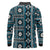Fiji Masi Tapa Pattern Blue Long Sleeve Polo Shirt - Polynesian Pride