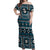 Fiji Masi Tapa Pattern Blue Off Shoulder Maxi Dress - Polynesian Pride