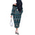 Fiji Masi Tapa Pattern Blue Off The Shoulder Long Sleeve Dress - Polynesian Pride